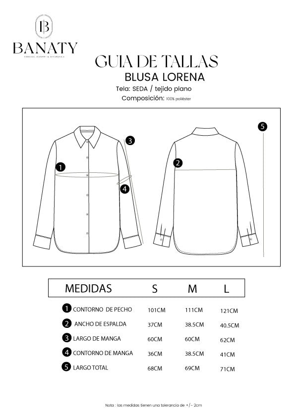 BLUSA MANGA LARGA CON BOTONES PERLA - LORENA