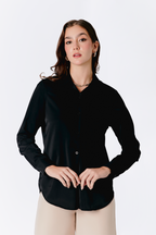 BLUSA MANGA LARGA CON BOTONES NEGRO - LORENA