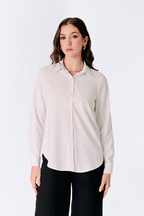 BLUSA MANGA LARGA CON BOTONES BEIGE - LORENA