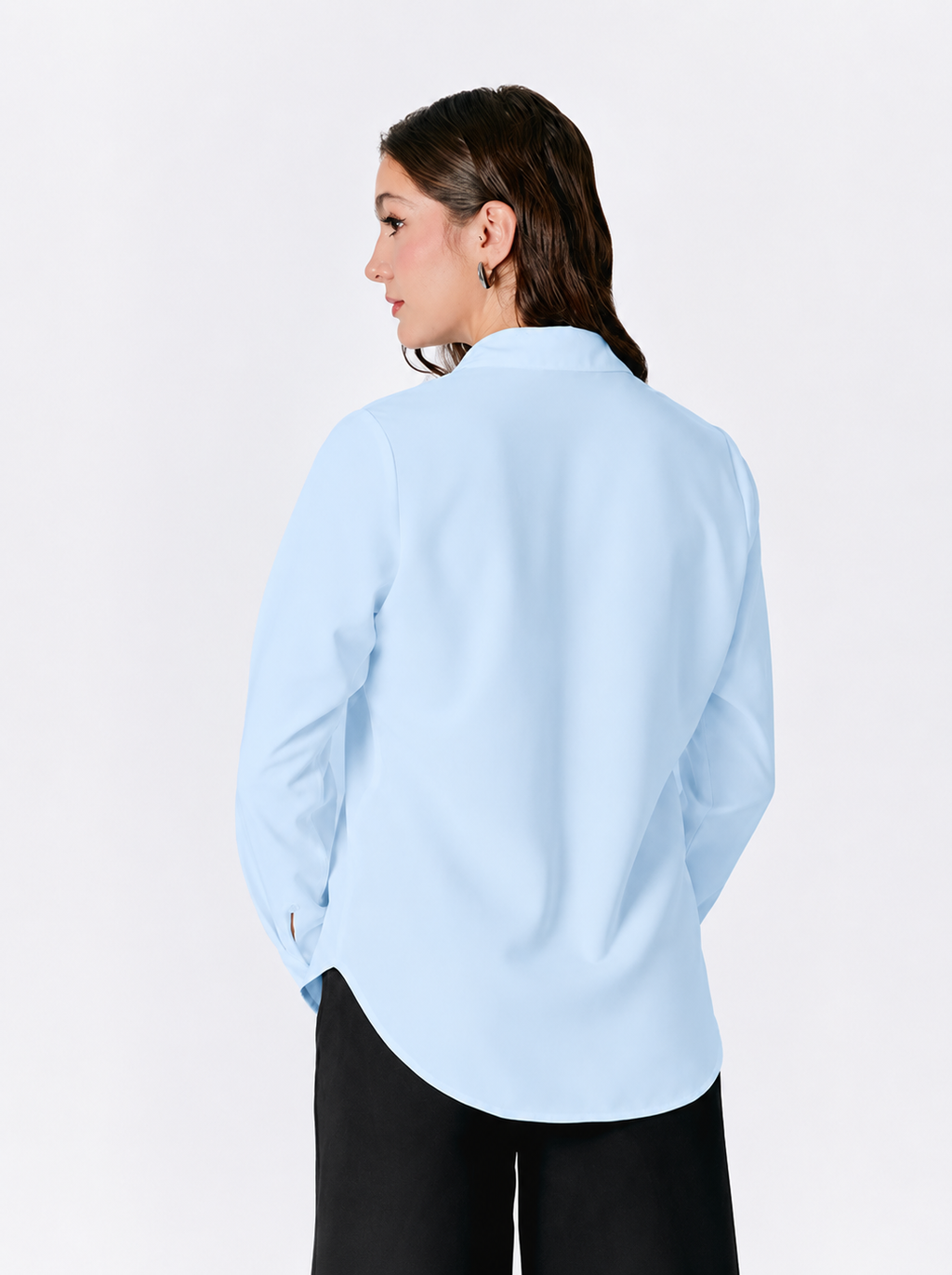BLUSA MANGA LARGA CON BOTONES CELESTE - LORENA