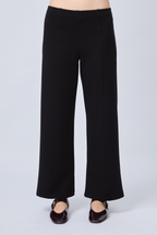 PANTALÓN DE TIRO ALTO CON PRETINA ELASTICADA NEGRO - ELOISE