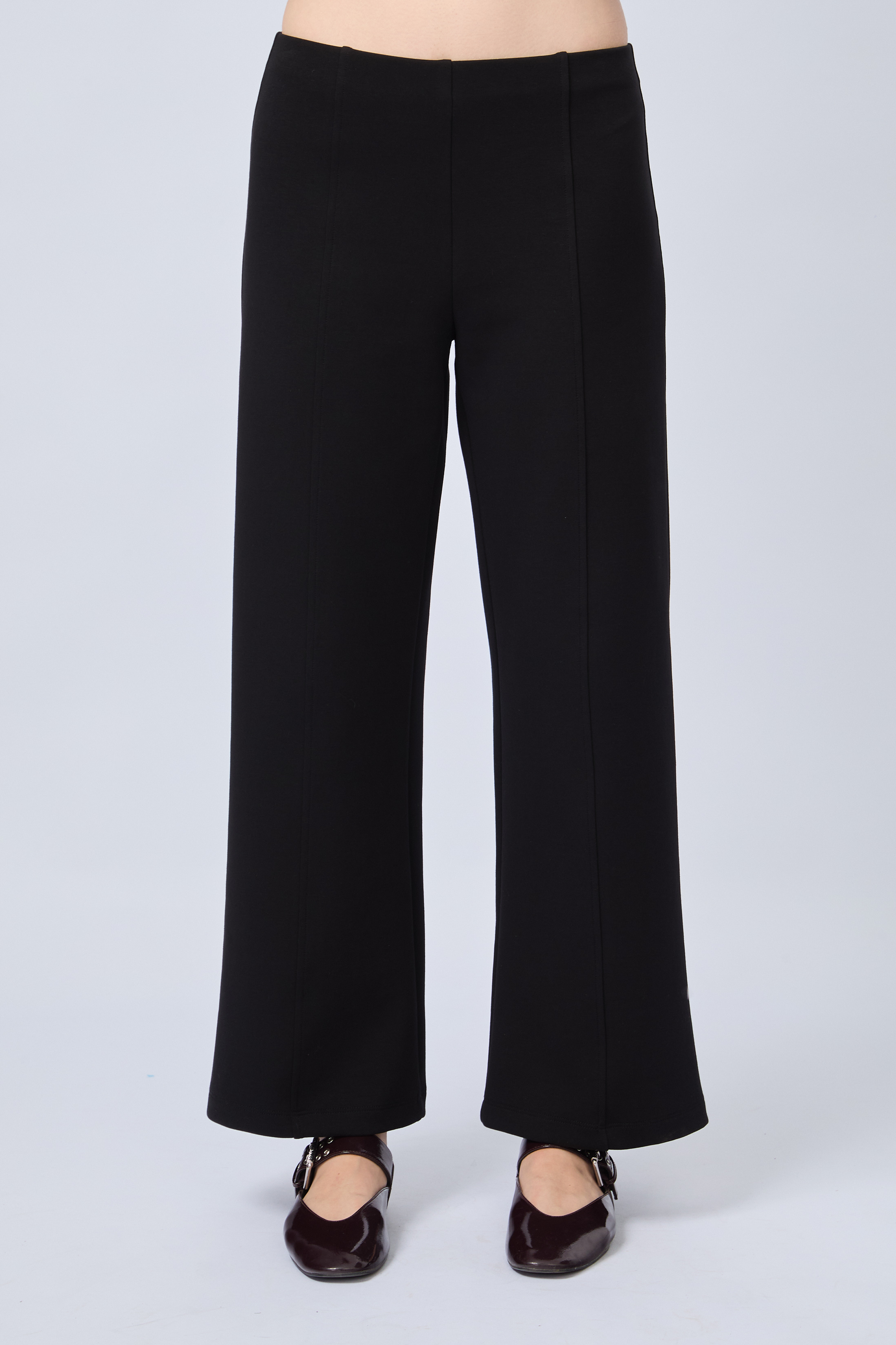 PANTALÓN DE TIRO ALTO CON PRETINA ELASTICADA NEGRO - ELOISE