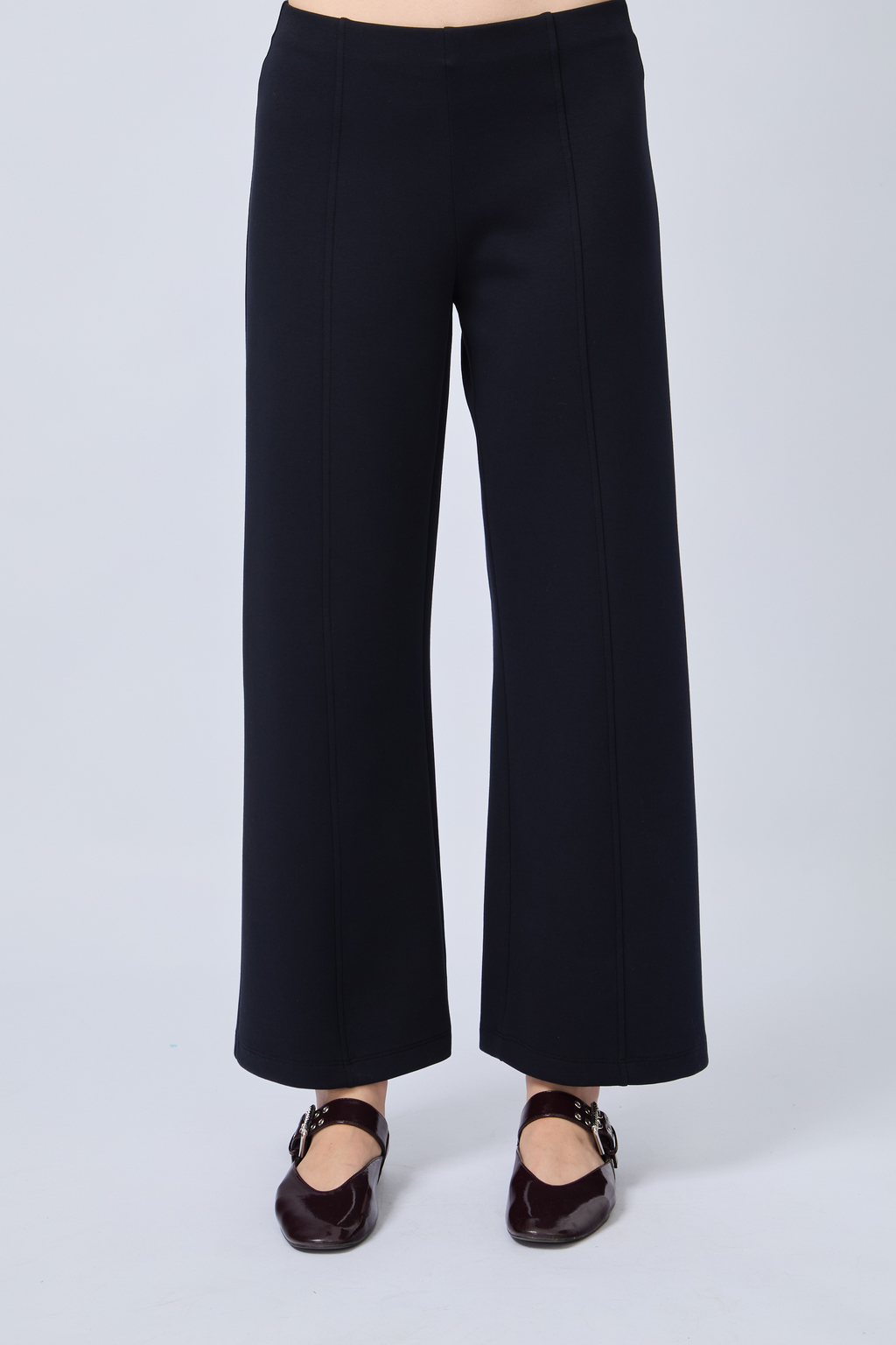 PANTALÓN DE TIRO ALTO CON PRETINA ELASTICADA MARINO - ELOISE