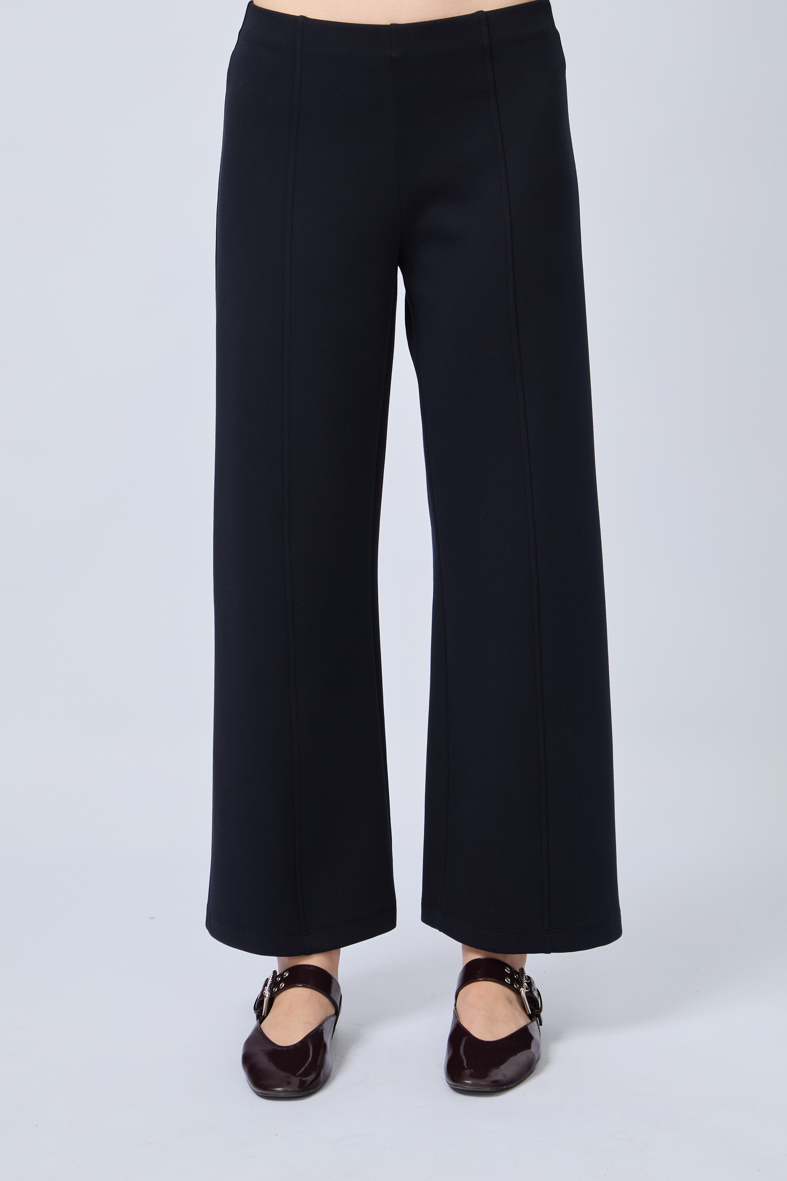 PANTALÓN DE TIRO ALTO CON PRETINA ELASTICADA MARINO - ELOISE