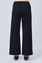 PANTALÓN DE TIRO ALTO CON PRETINA ELASTICADA MARINO - ELOISE