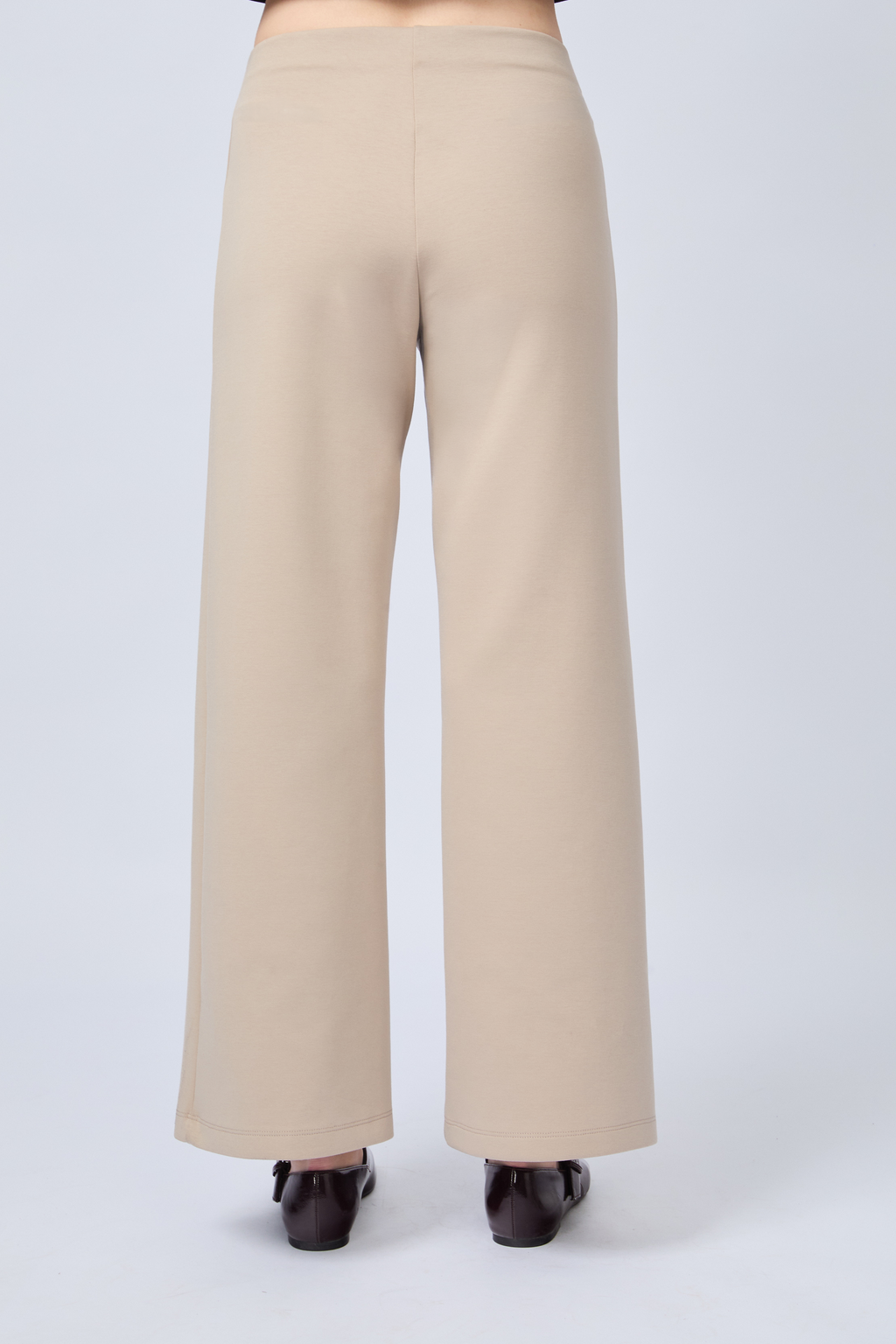 PANTALÓN DE TIRO ALTO CON PRETINA ELASTICADA BEIGE - ELOISE