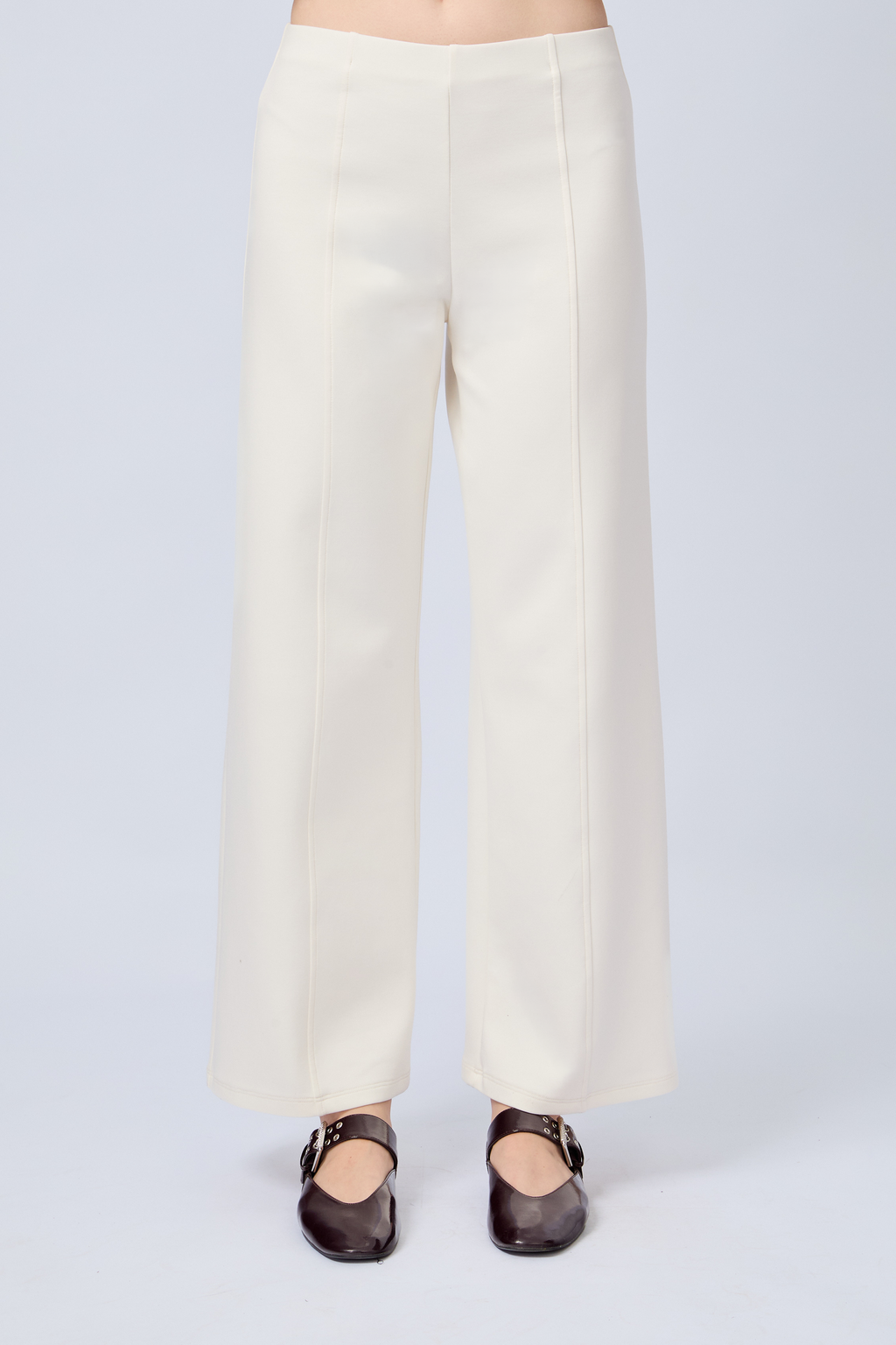 PANTALÓN DE TIRO ALTO CON PRETINA ELASTICADA PERLA - ELOISE