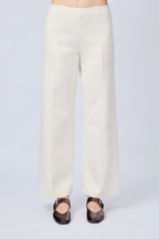 PANTALÓN DE TIRO ALTO CON PRETINA ELASTICADA PERLA - ELOISE