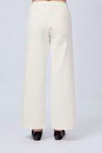 PANTALÓN DE TIRO ALTO CON PRETINA ELASTICADA PERLA - ELOISE