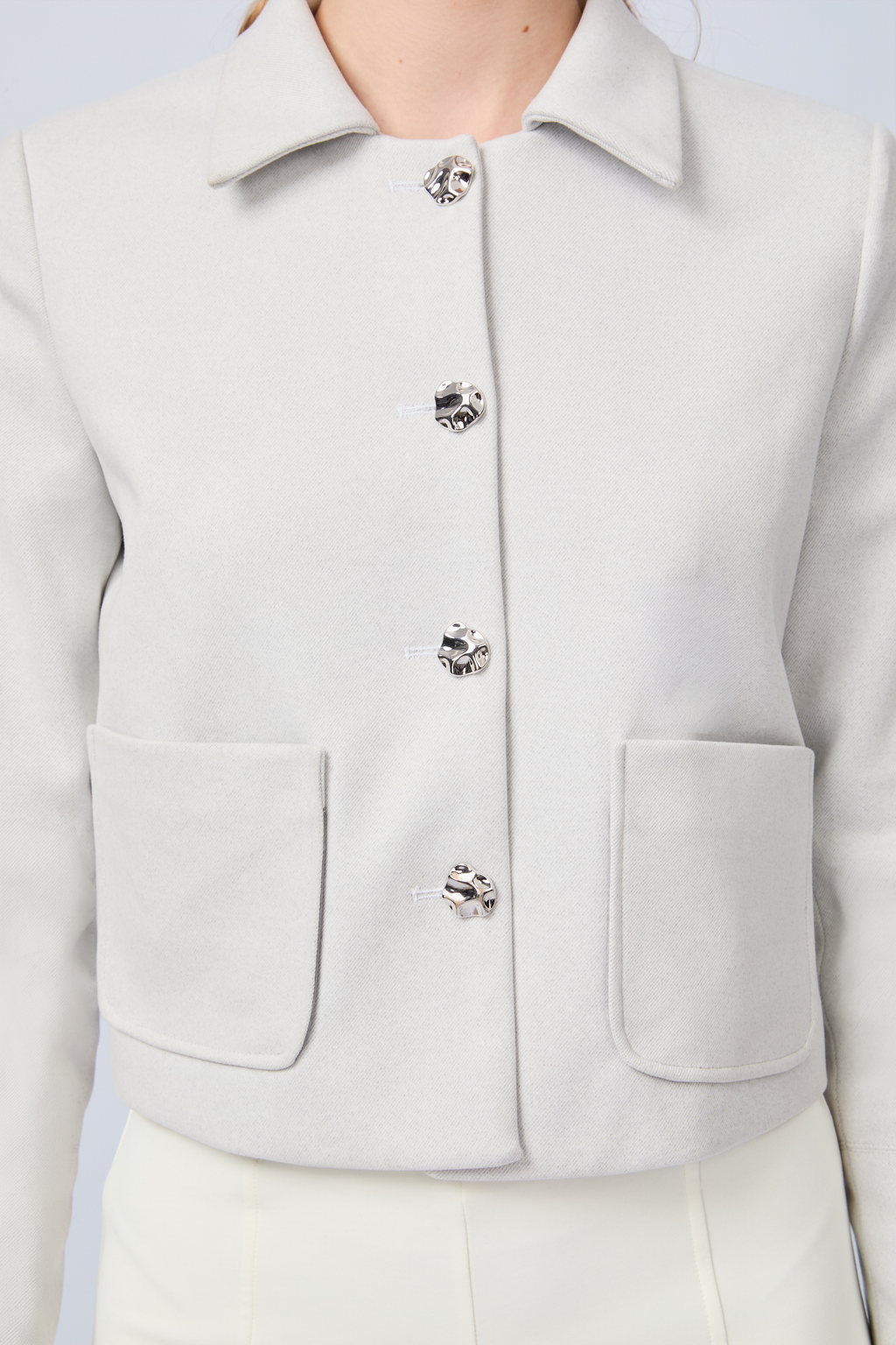 CASACA CORTA CON CUELLO CAMISERO MELANGE - AMALIA