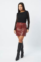 Falda de Cuerina Burgundy - Silvana