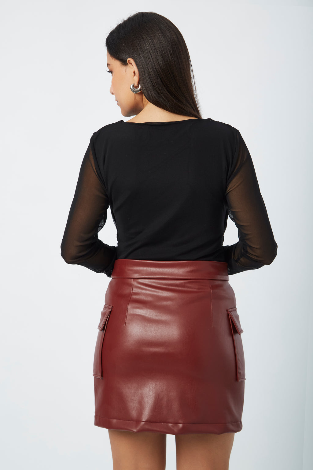 Falda de Cuerina Burgundy - Silvana