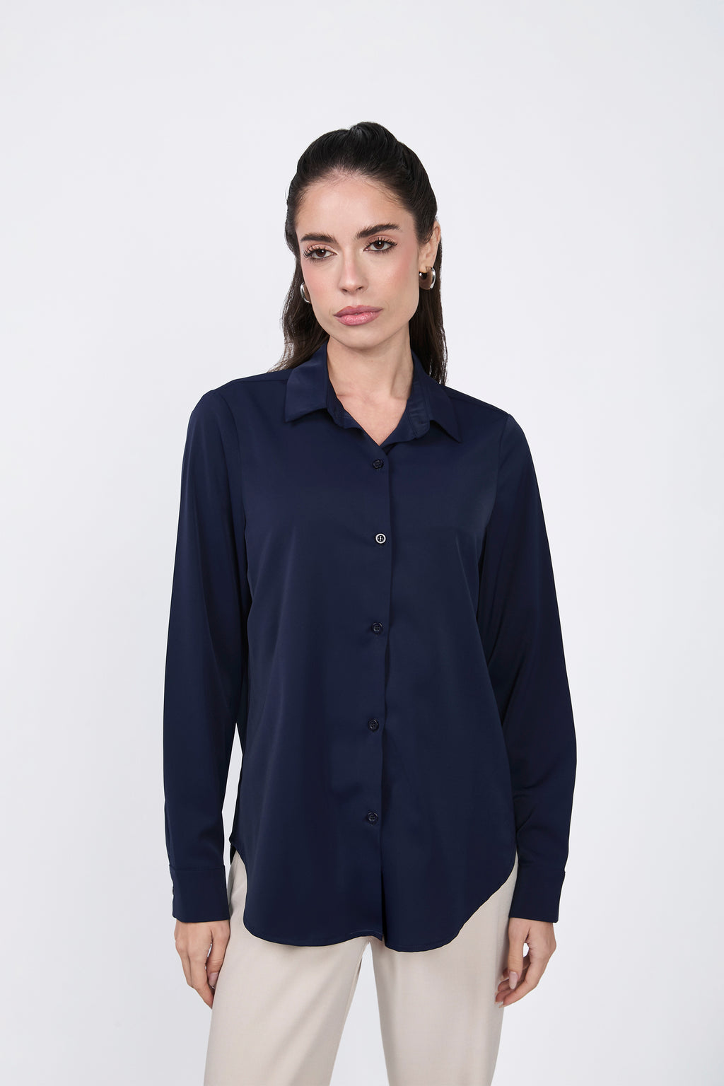 BLUSA MANGA LARGA CON BOTONES MARINO - LORENA
