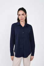 BLUSA MANGA LARGA CON BOTONES MARINO - LORENA