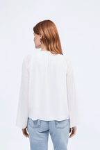 Blusa cuello V con lazo para amarrar perla - Alice