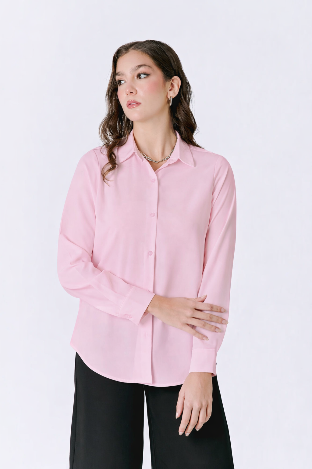 BLUSA MANGA LARGA CON BOTONES ROSADO - LORENA