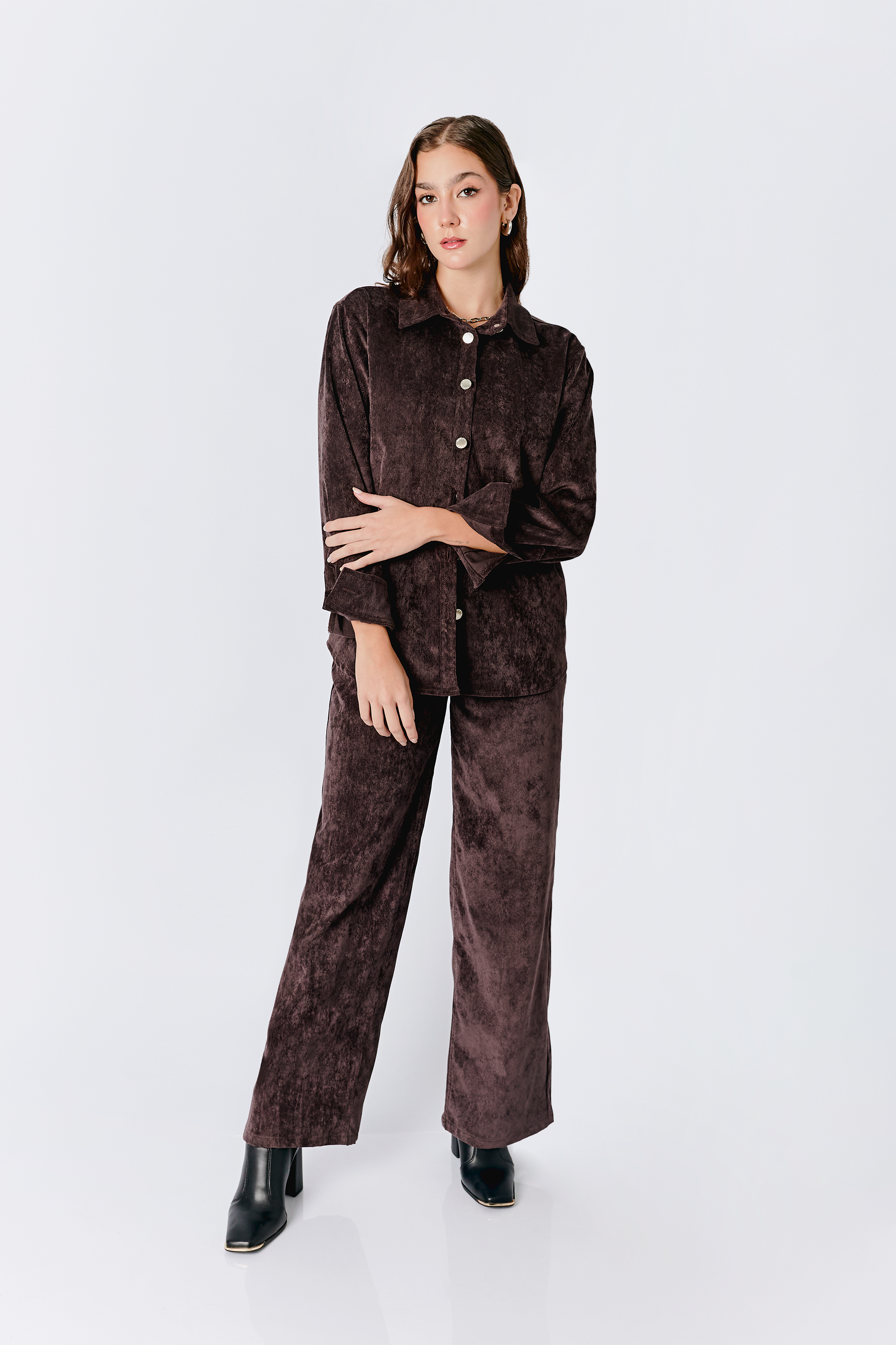 CAMISA DE CORDUROY MANGA LARGA MARRÓN - THAIS