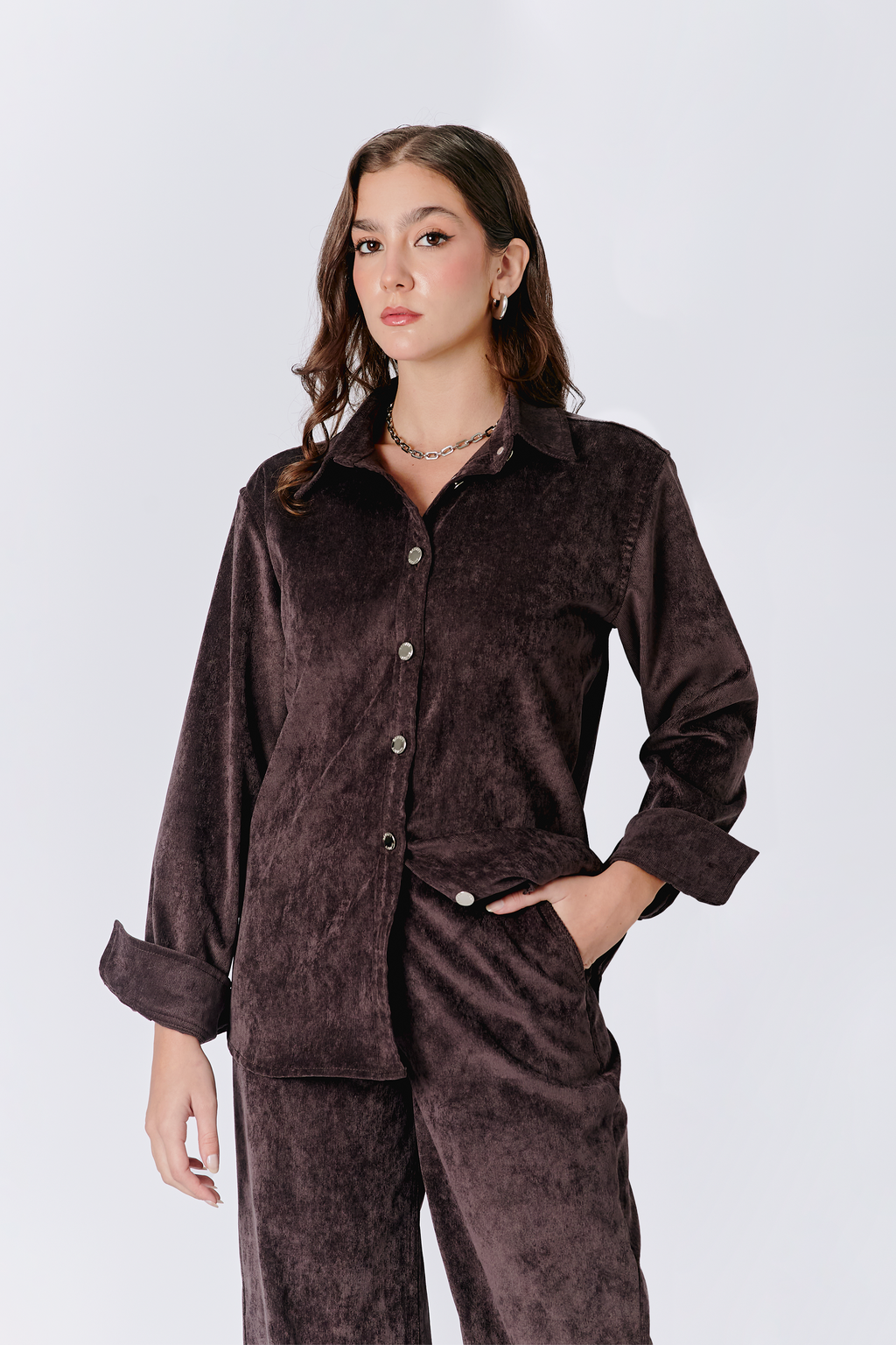 CAMISA DE CORDUROY MANGA LARGA MARRÓN - THAIS