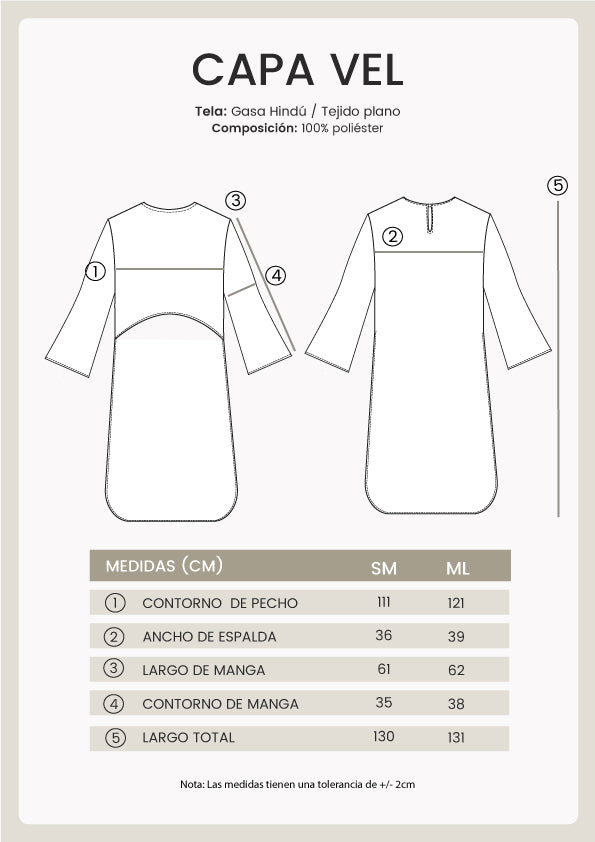 CAPA DE GASA CON MANGAS ACAMPANADAS PERLA - VEL