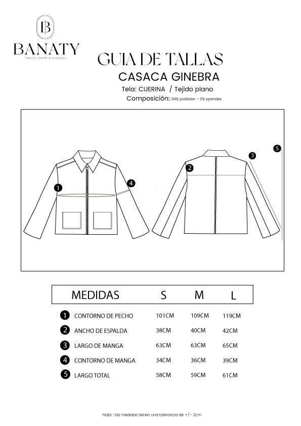 CASACA GINEBRA DE CUERINA CON CIERRE DE MUJER BANATY
