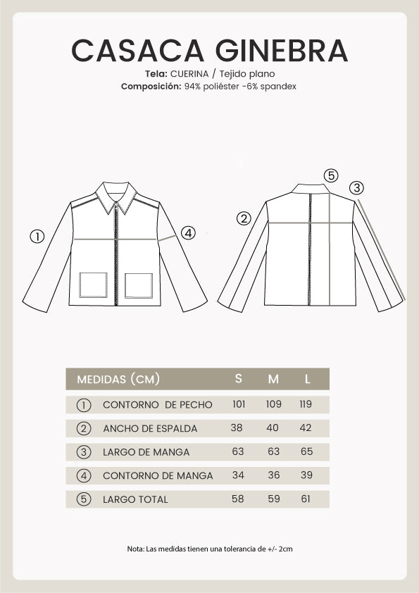 CASACA GINEBRA DE CUERINA CON CIERRE NEGRO