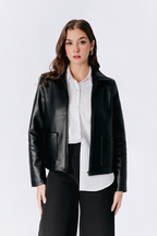 CASACA GINEBRA DE CUERINA CON CIERRE NEGRO