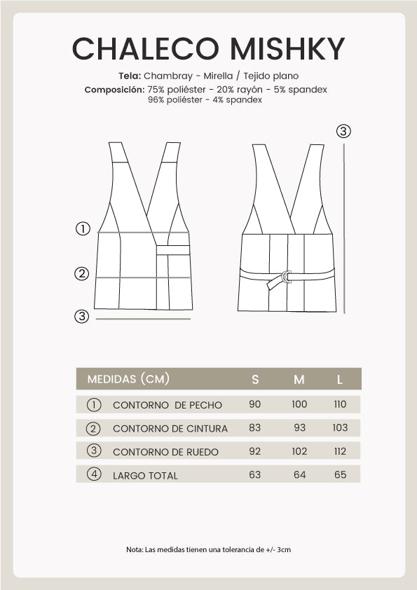 CHALECO ESCOTE EN V CON REGULADOR NATURAL - MISHKY [PRE-VENTA]