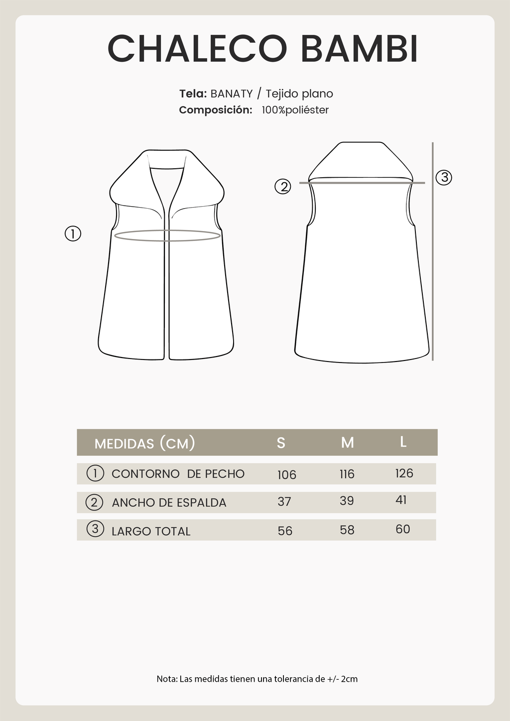 CHALECO ESTAMPADA CON BROCHE OCULTO Y BOLSILLOS INTERNOS - BAMBI
