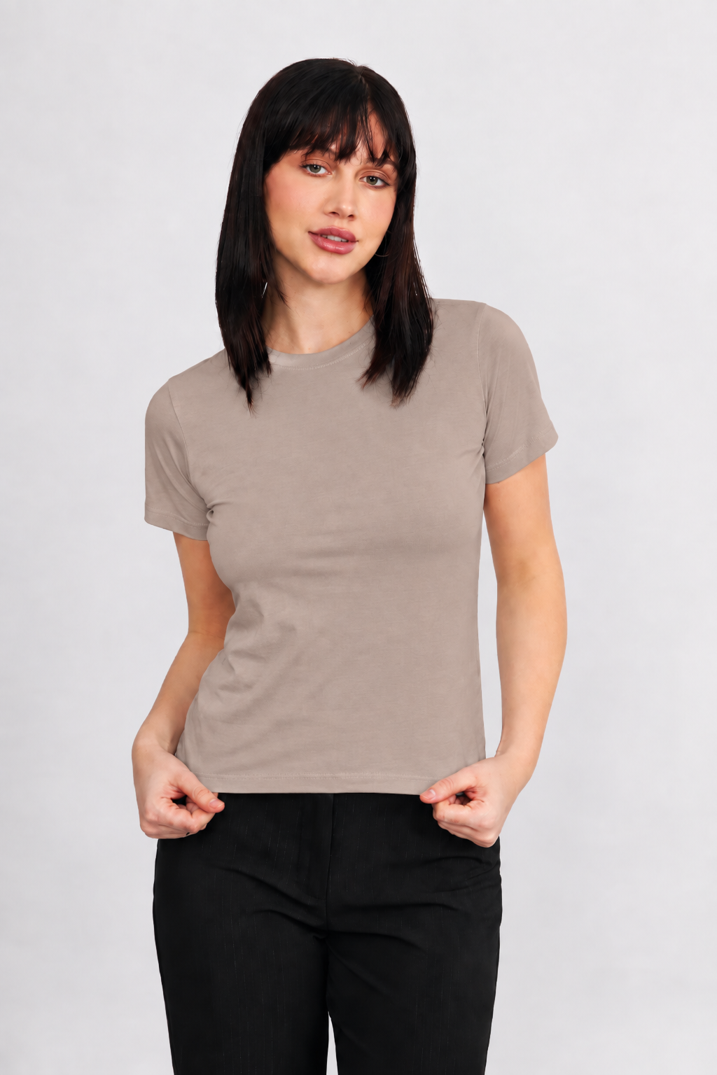 POLO BASICO PARA MUJER DE VISCOSA BEIGE  - CAMILA