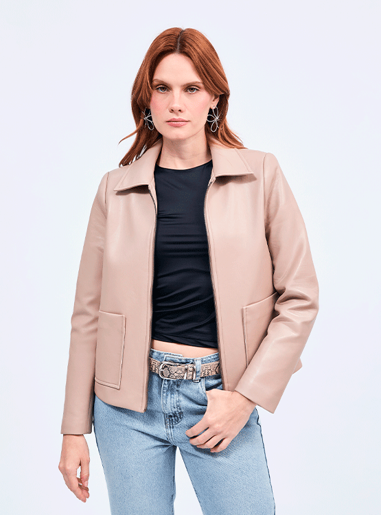 CASACA GINEBRA DE CUERINA CON CIERRE DE MUJER BANATY