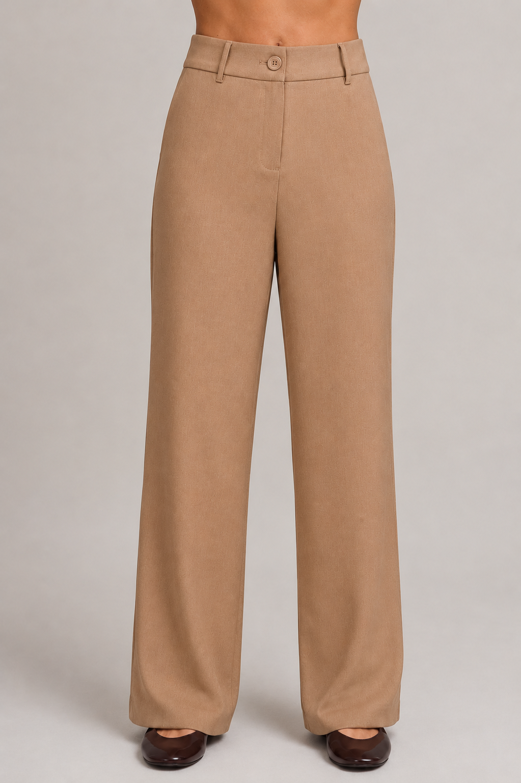 PANTALON SEMI PALAZZO CON BOLSILLOS LATERALES CAMEL - DHALIA