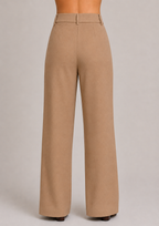 PANTALON SEMI PALAZZO CON BOLSILLOS LATERALES CAMEL - DHALIA