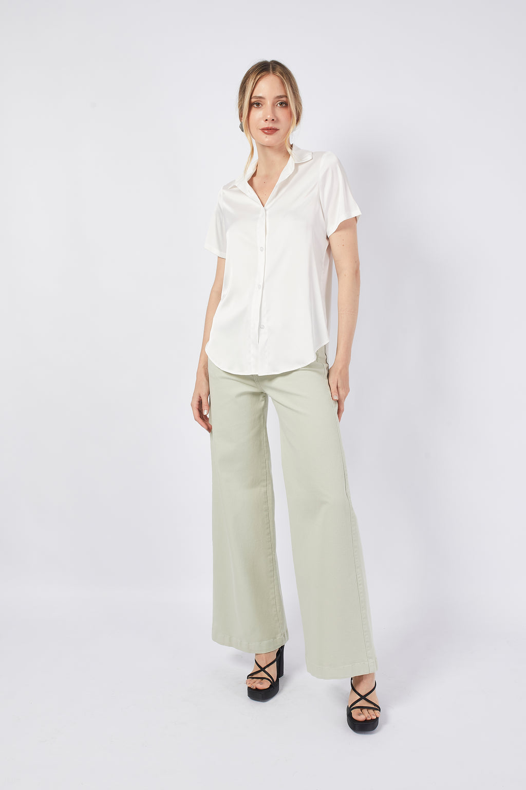 MAXI WIDE LEG JEANS PISTACHE