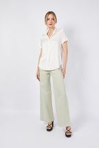 MAXI WIDE LEG JEANS PISTACHE