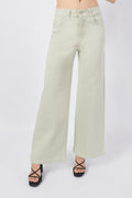 MAXI WIDE LEG JEANS PISTACHE