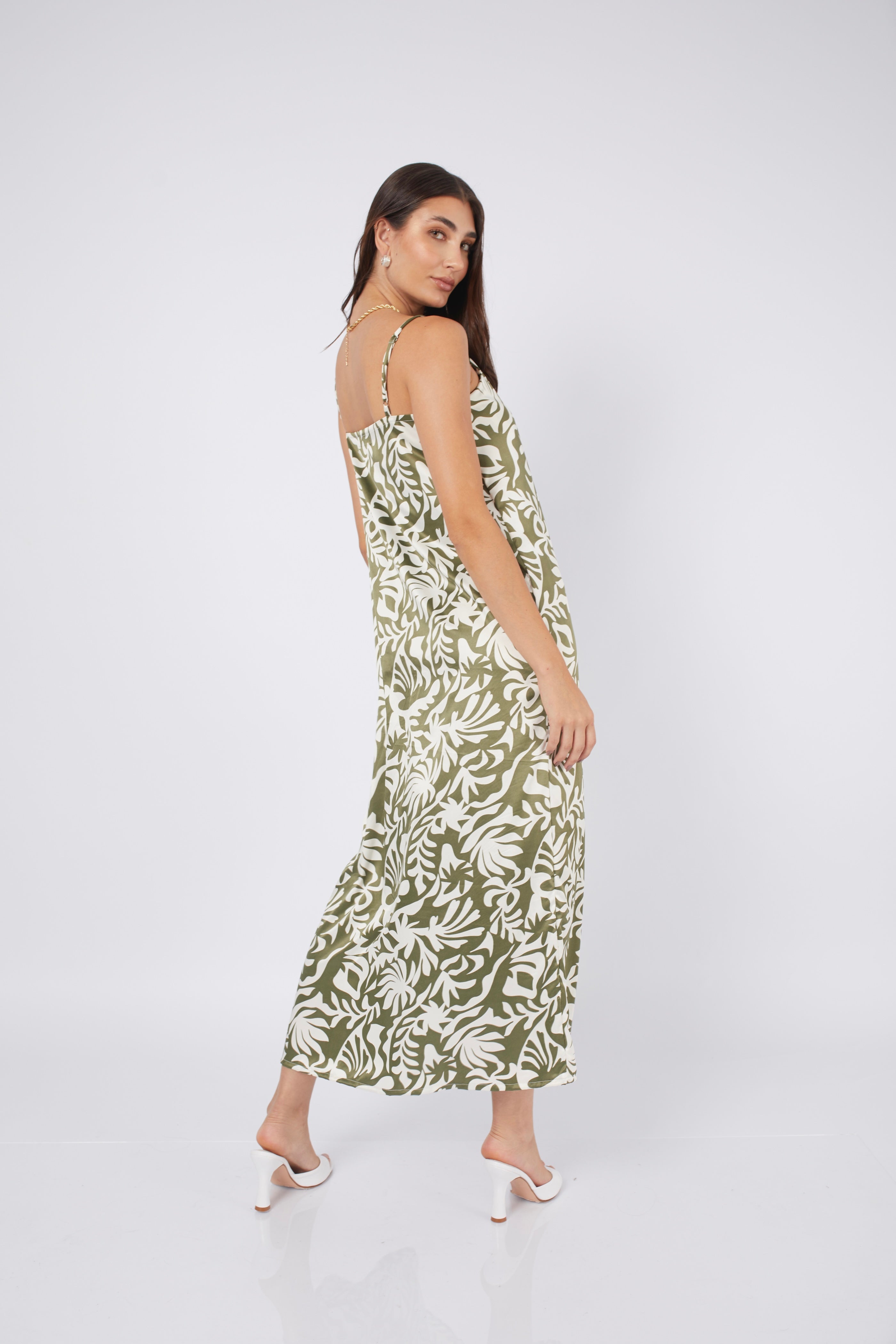 VESTIDO DE SEDA PRINT VERDE - ALBA