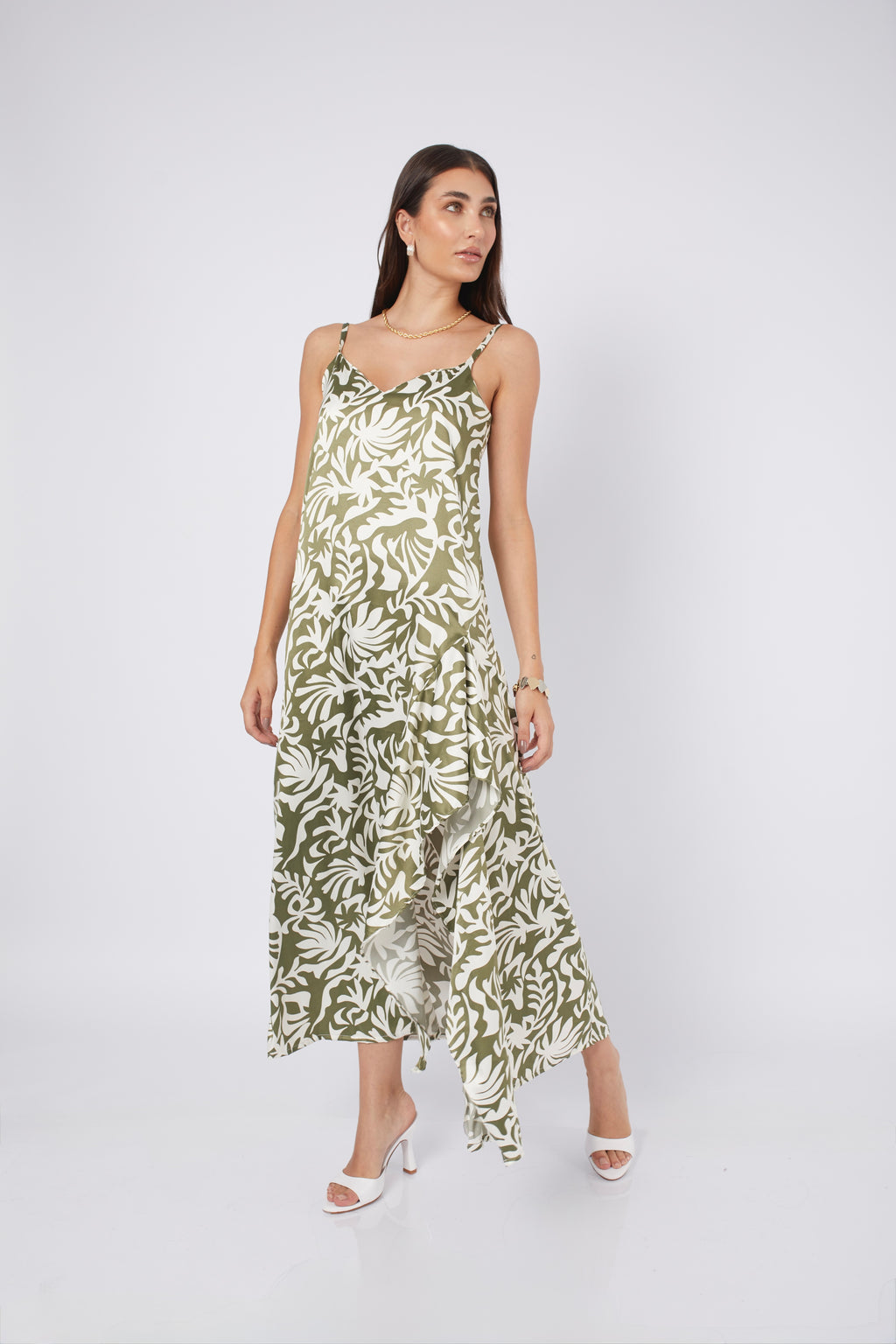 VESTIDO DE SEDA PRINT VERDE - ALBA