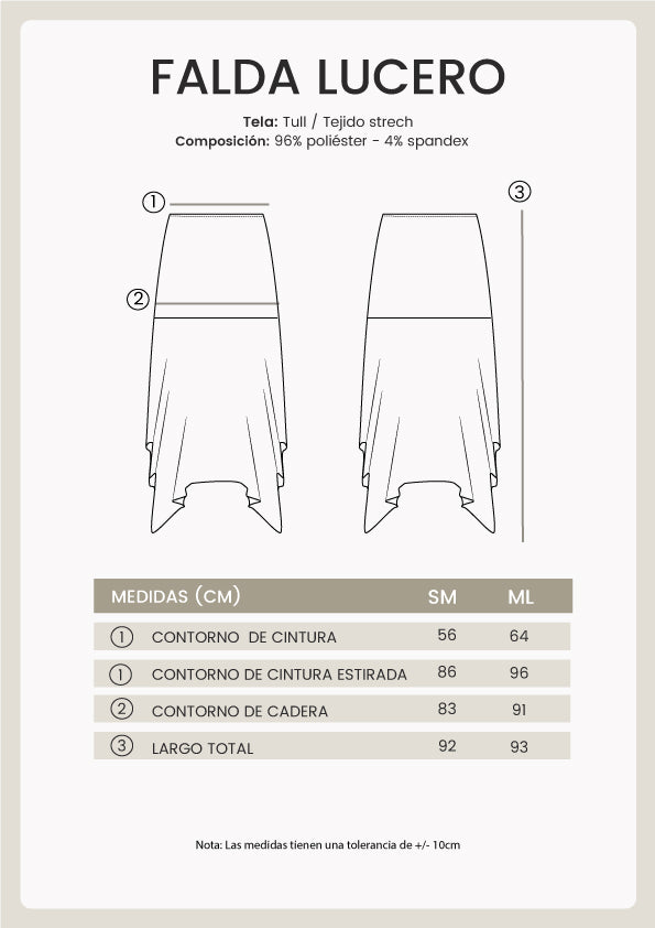 FALDA MIDI DE MALLA ASIMÉTRICA PERLA - LUCERO
