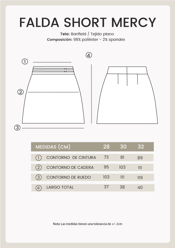 FALDA SHORT CON HEBILLAS Y CIERRE POSTERIOR PERLA - MERCY