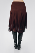 FALDA LARGA CON FLECOS MARRÓN - SIMONE