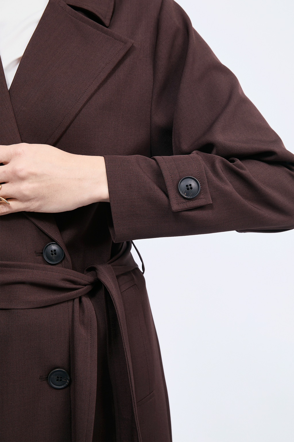 Gabardina larga con abertura y bolsillos funcionales Marron - Becca