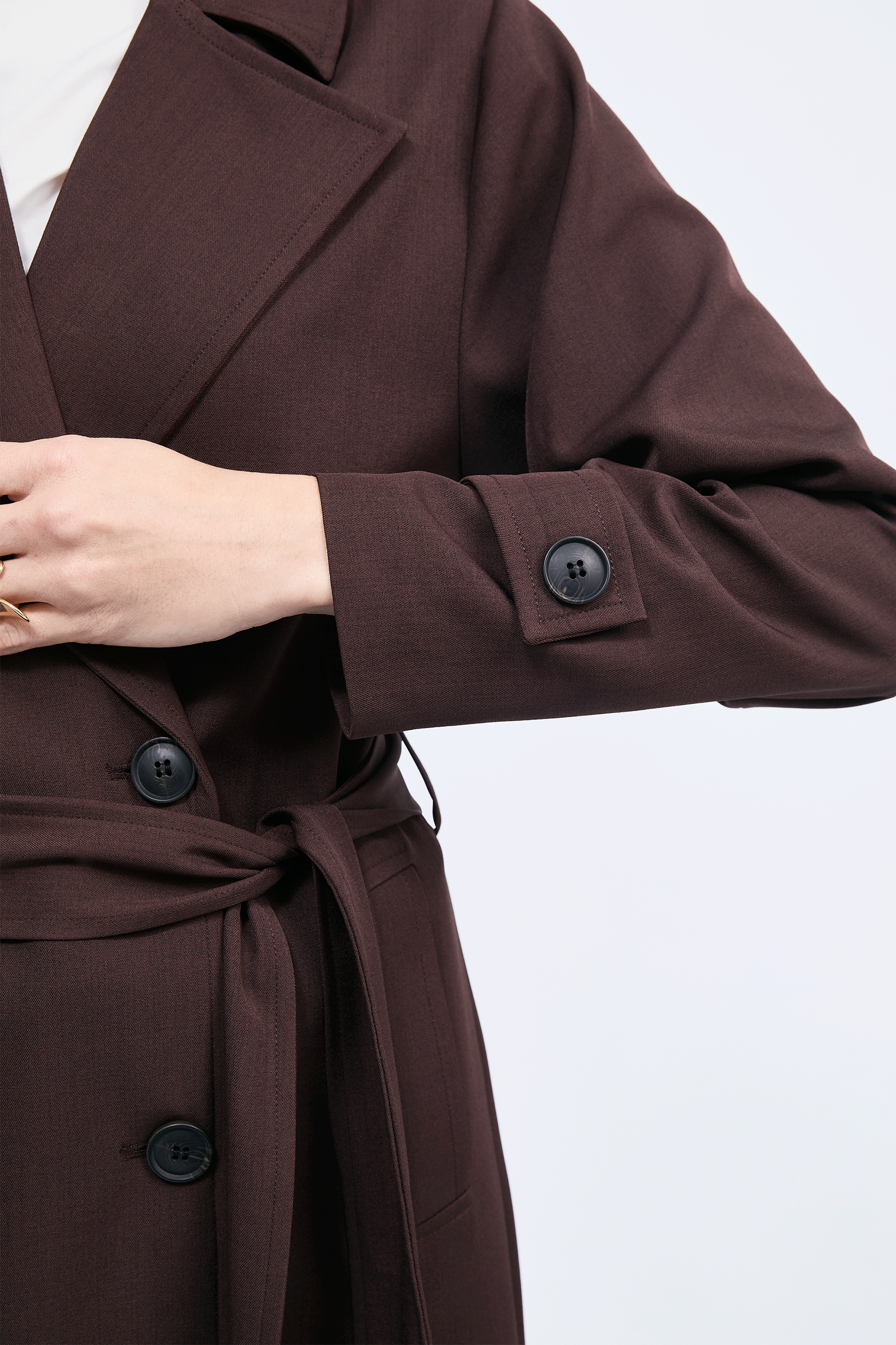 Gabardina larga con abertura y bolsillos funcionales Marron - Becca