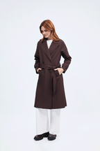 Gabardina larga con abertura y bolsillos funcionales Marron - Becca