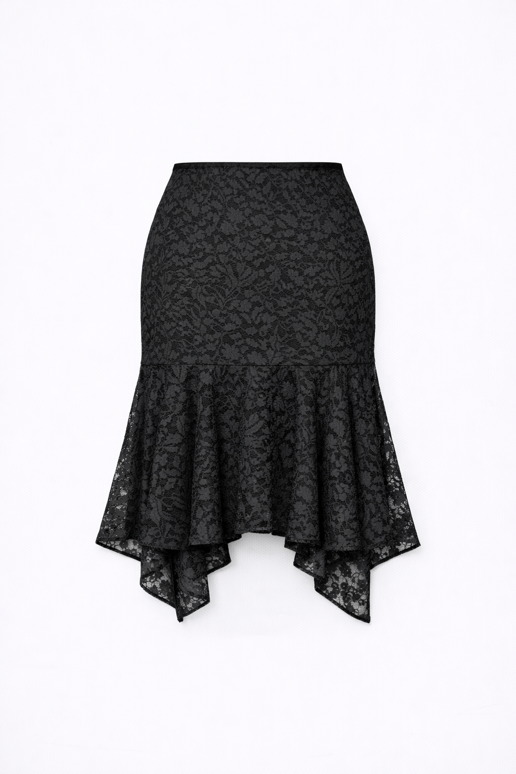 FALDA MIDI DE MALLA ASIMÉTRICA NEGRO - LUCERO