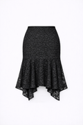 FALDA MIDI DE MALLA ASIMÉTRICA NEGRO - LUCERO