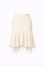 FALDA MIDI DE MALLA ASIMÉTRICA PERLA - LUCERO