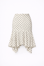 FALDA MIDI DE MALLA ASIMÉTRICA LUNARES PERLA - LUCERO