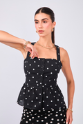 TOP DE TIRANTES CON ESTAMPADO DE LUNARES NEGRA - ABBY