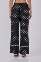 PANTALÓN PALAZZO DE ALGODÓN NEGRO PUNTOS PERLA - PITAHAIIA