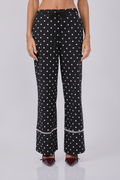 PANTALÓN PALAZZO DE ALGODÓN NEGRO PUNTOS PERLA - PITAHAIIA